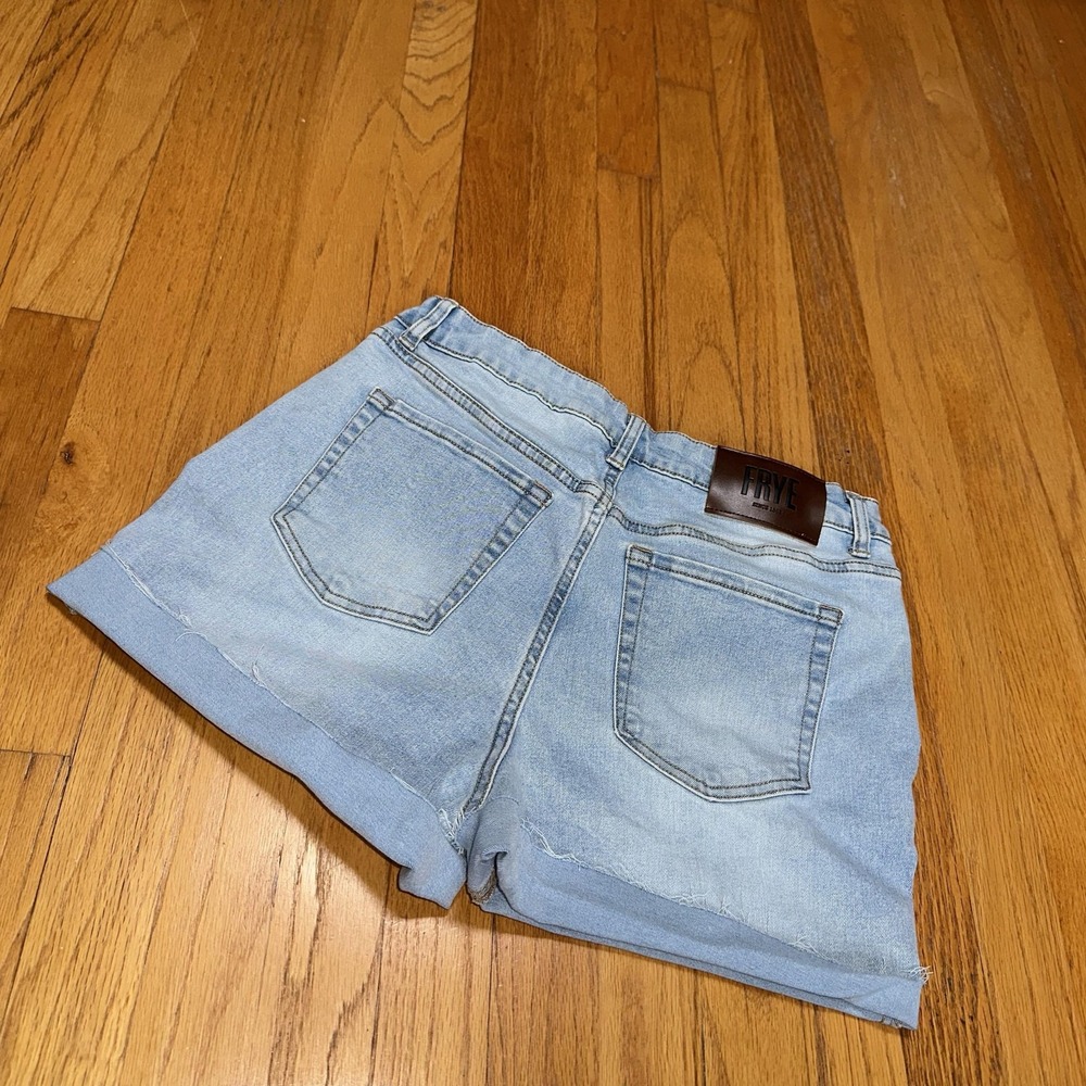 Frye Denim‎ Cut Off Shorts 6/28 Blue Light Wash Stretch High Rise Casual Summer - Picture 6 of 11